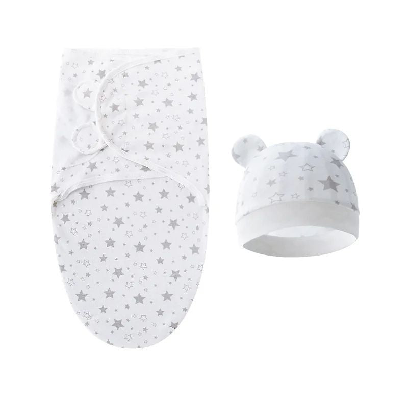 Swaddle Sleeping Bag with Matching Baby Hat for Newborns
