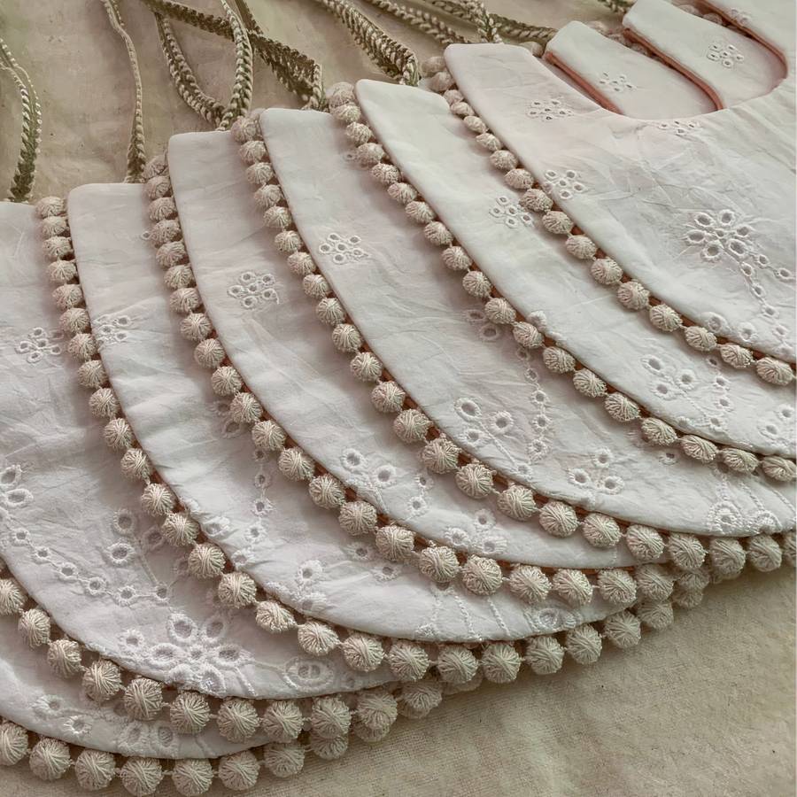 Double Sided Embroidered Cotton Baby Bib Natural Soft Toddler Feeding Accessory