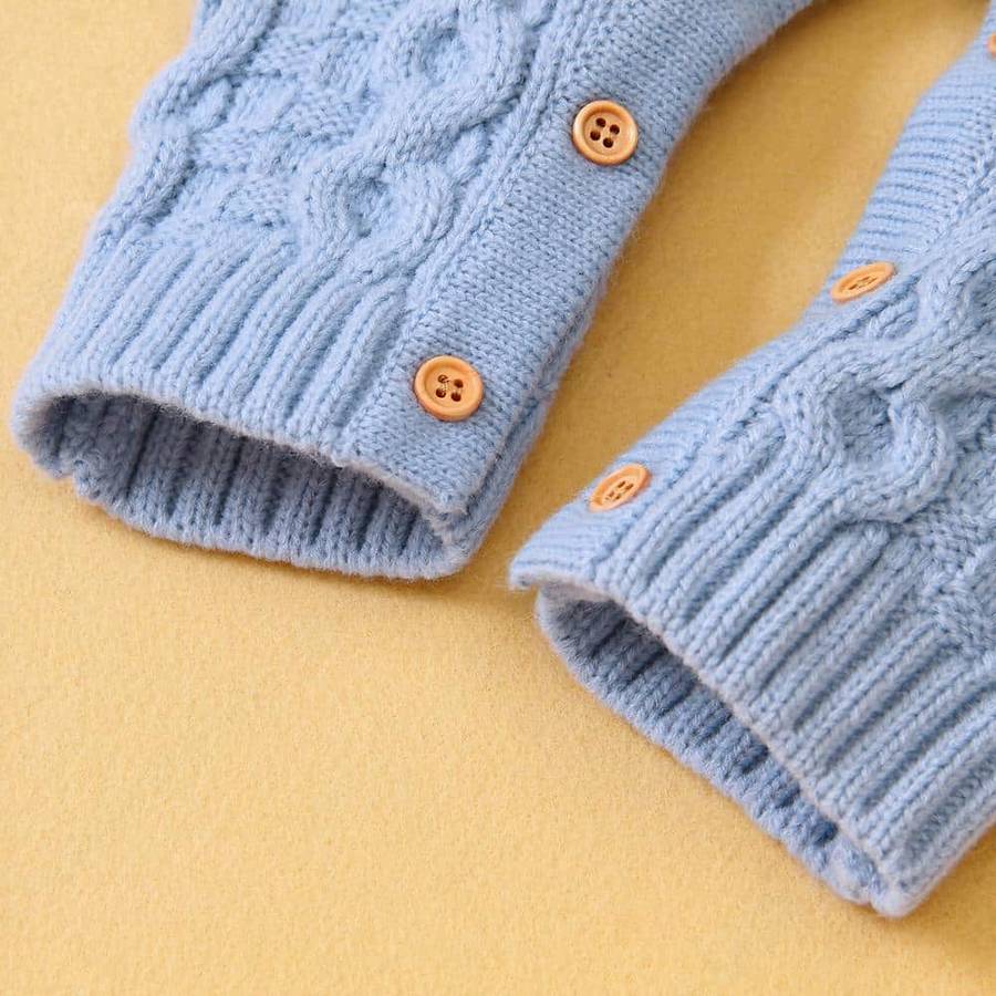 Baby Long Sleeve Knitted Romper Soft Cozy Newborn Infant Bodysuit