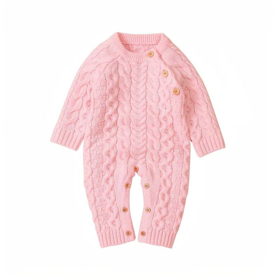 Baby Long Sleeve Knitted Romper Soft Cozy Newborn Infant Bodysuit