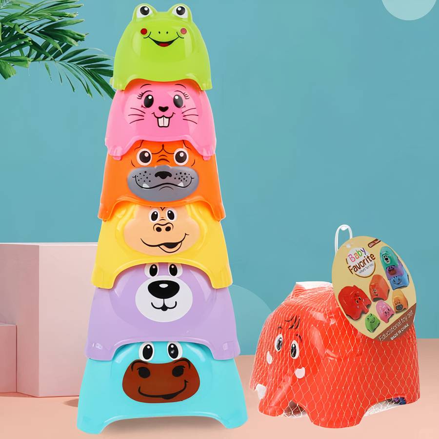 Stackable Animal Shaped Baby Toy Toddler Stacking Blocks Educational Toy for Infants