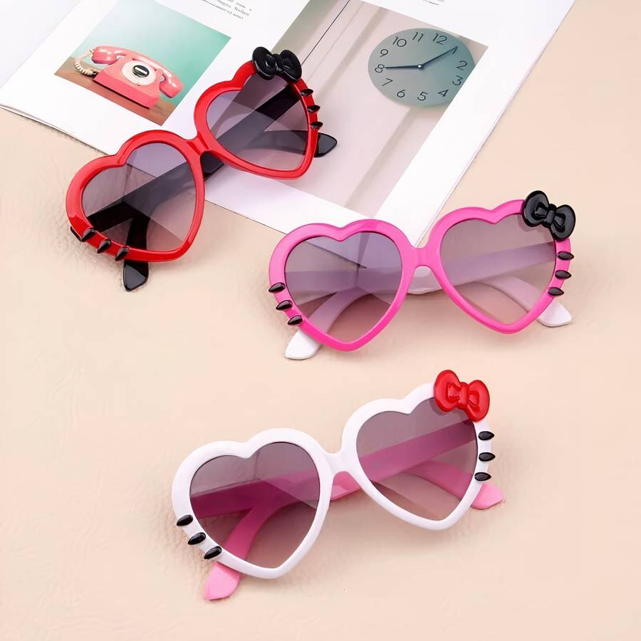 Kids Heart Shaped Sunglasses Cute Trendy UV Protection Shades for Girls Boys