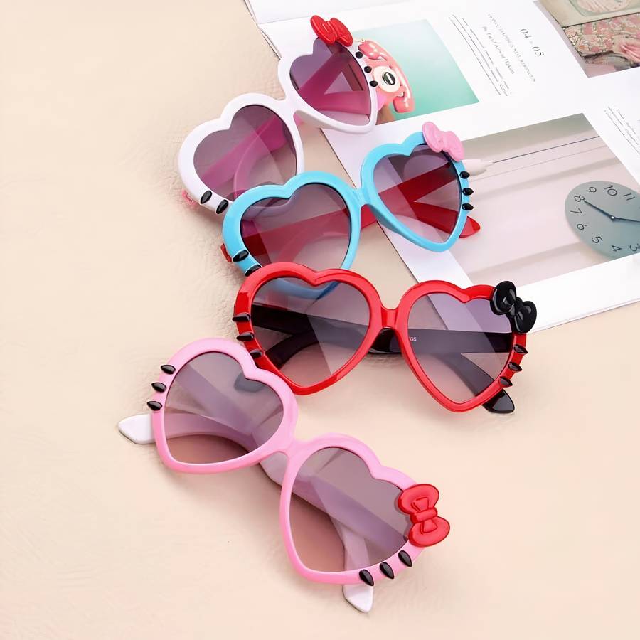 Kids Heart Shaped Sunglasses Cute Trendy UV Protection Shades for Girls Boys