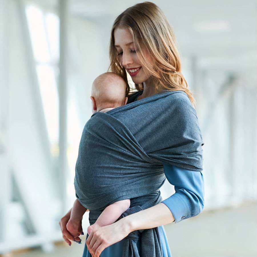 Soft Baby Carrier with Storage Pouch Adjustable Infant Sling Wrap for Newborns and Toddlers