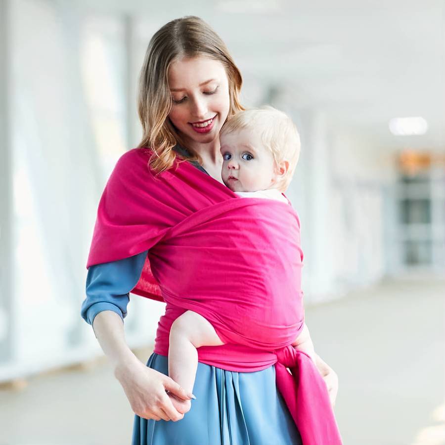 Soft Baby Carrier with Storage Pouch Adjustable Infant Sling Wrap for Newborns and Toddlers