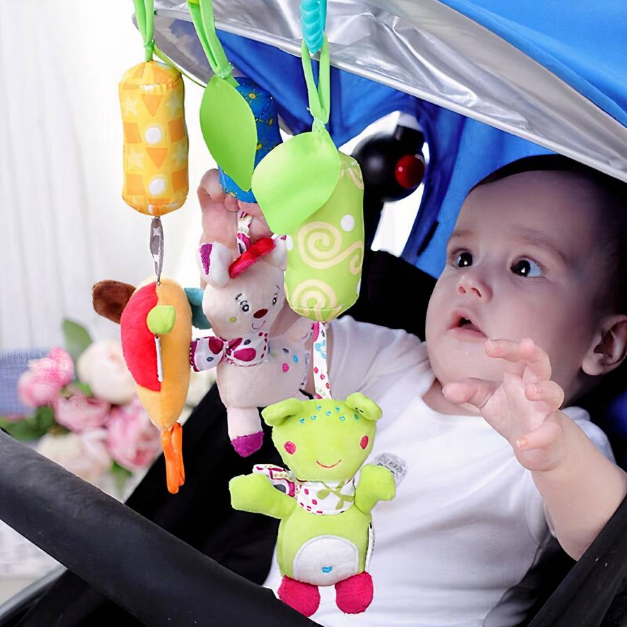 Cotton Baby Rattle Hand Plush Toy with Bell Sensory Teether for Infants