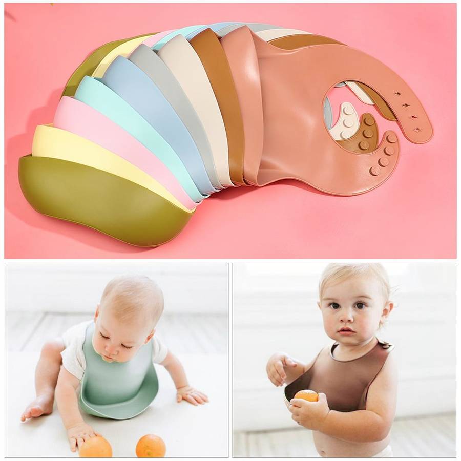 Waterproof Durable Silicone Baby Bib Easy Clean Mess Free Baby Feeding Accessory