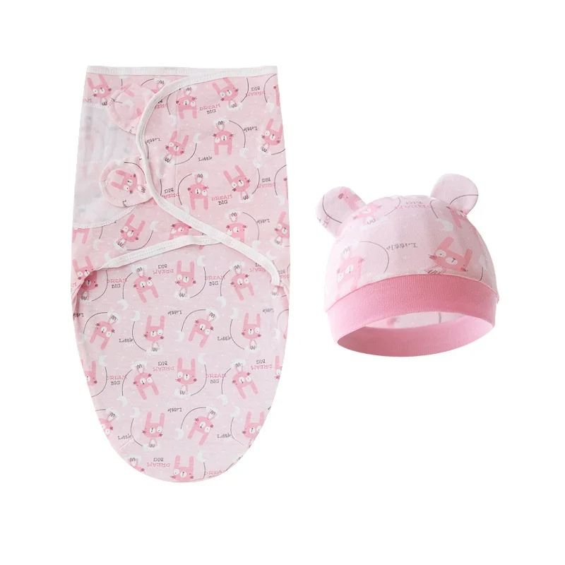 Swaddle Sleeping Bag with Matching Baby Hat for Newborns
