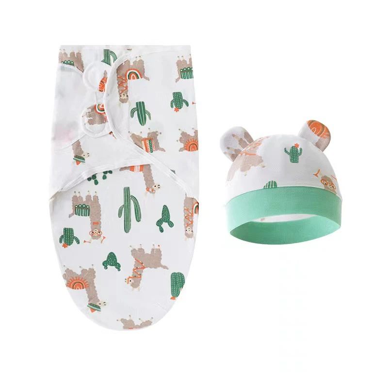 Swaddle Sleeping Bag with Matching Baby Hat for Newborns