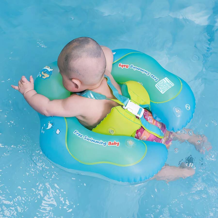 Inflatable Baby Swimming Float Ring with Safety Seat and Sun Canopy