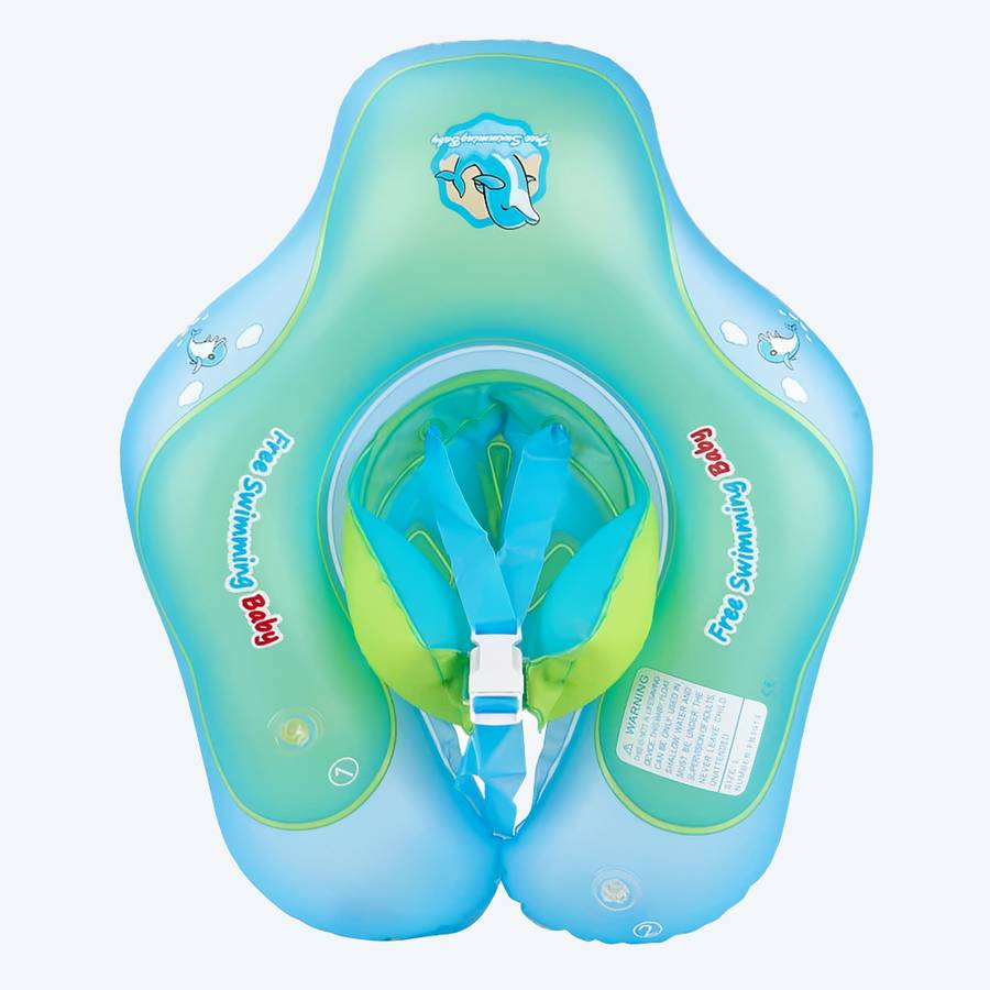 Inflatable Baby Swimming Float Ring with Safety Seat and Sun Canopy