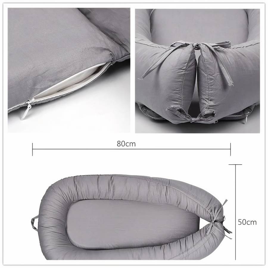 Portable Cotton Baby Bed Nest and Infant Crib Reducer for Newborns