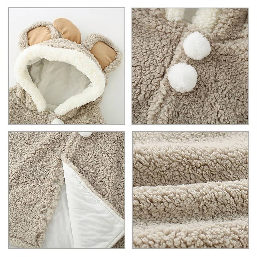 Cute Baby Fleece Hooded Jacket Soft Warm Infant Outerwear