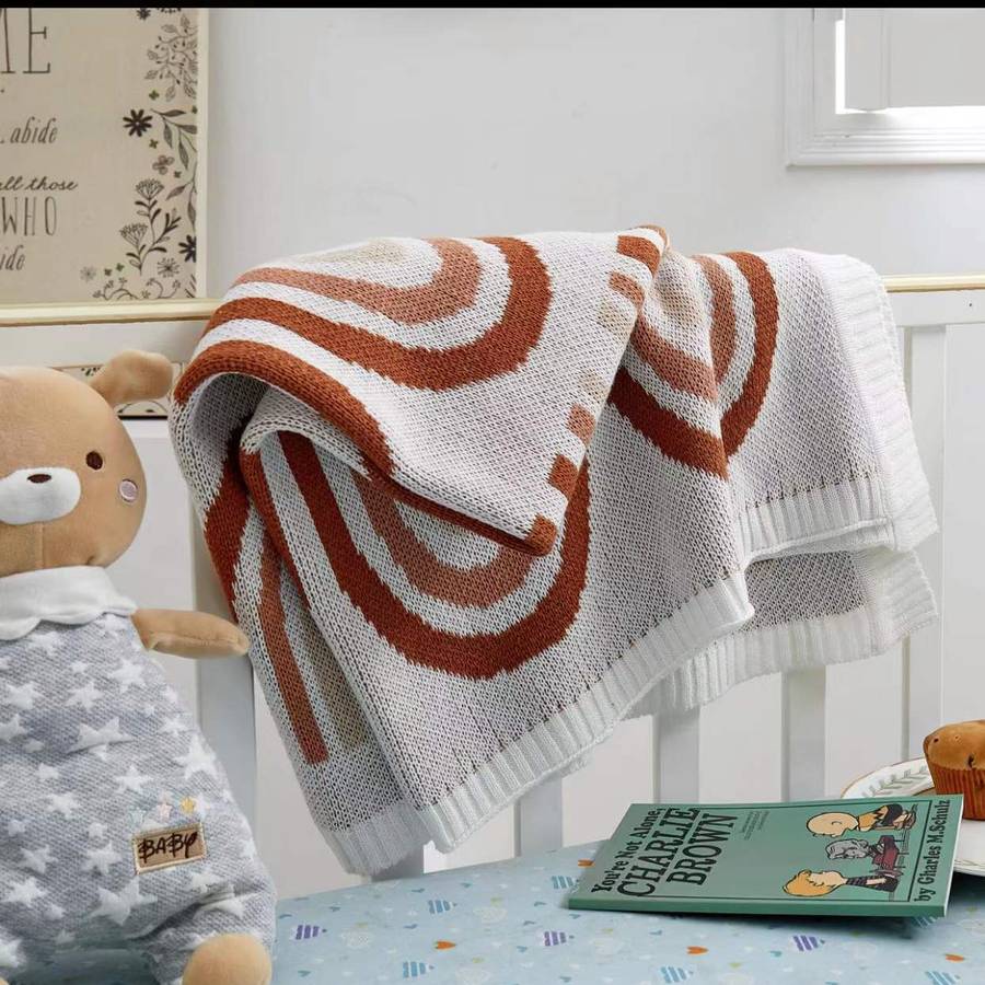Baby Rainbow Blanket Soft Cozy Infant Bedding Plush Throw for Newborns