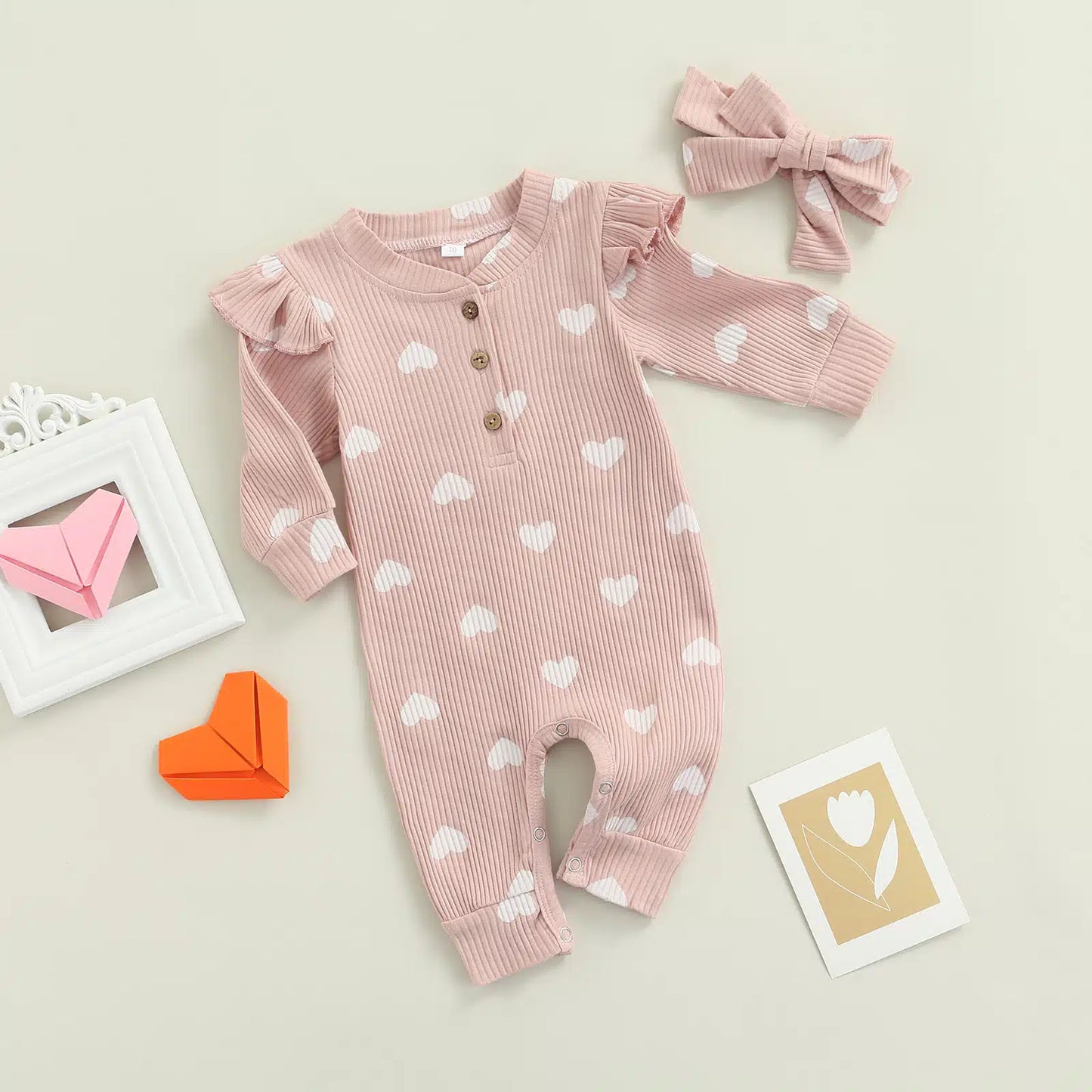 Baby Long Sleeve Heart Print Romper