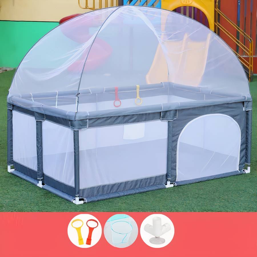 Baby Playpen with Safety Net Toddler Play Yard Portable Indoor Outdoor Fence