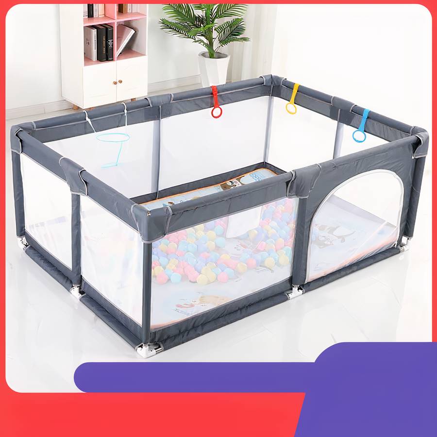 Baby Playpen with Safety Net Toddler Play Yard Portable Indoor Outdoor Fence
