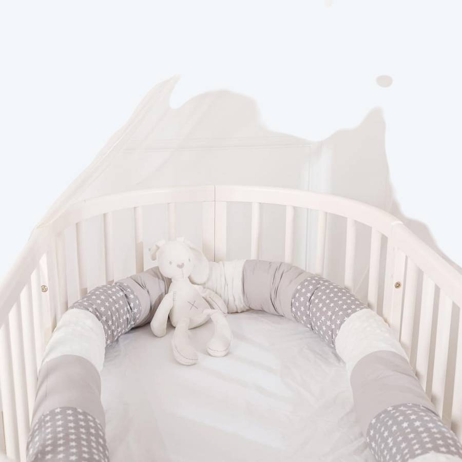 Gray Round Crib Bumper with Star Patterns Baby Bedding Protector