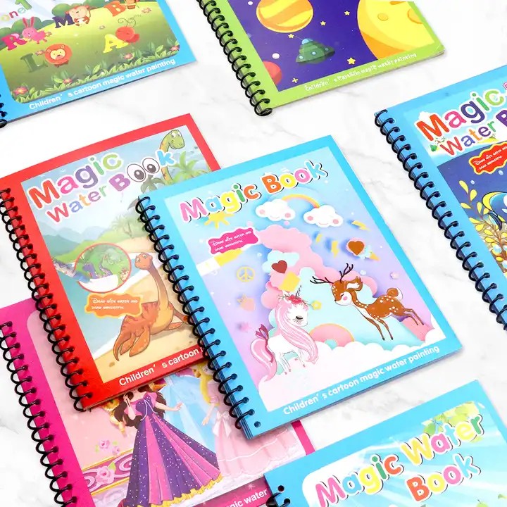 Set of 5 Water Reveal Magic Coloring Books for Kids