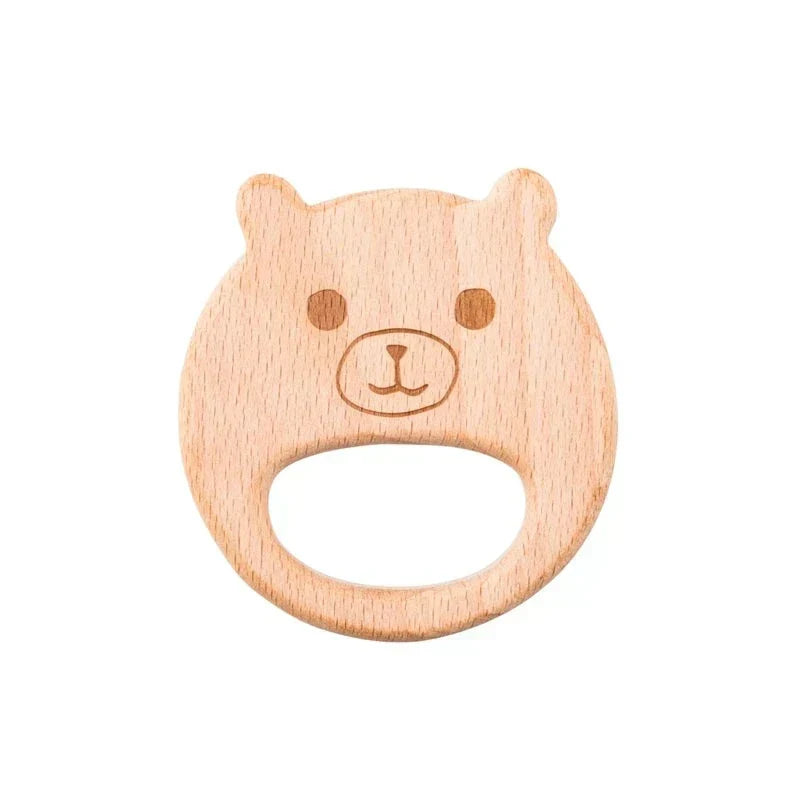 Baby Teething Ring Natural Wood Organic Infant Teether Safe Chew Toy