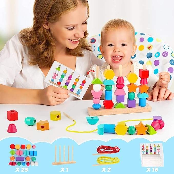 Montessori Bead and Pattern Matching Game Educational Toy for Kids