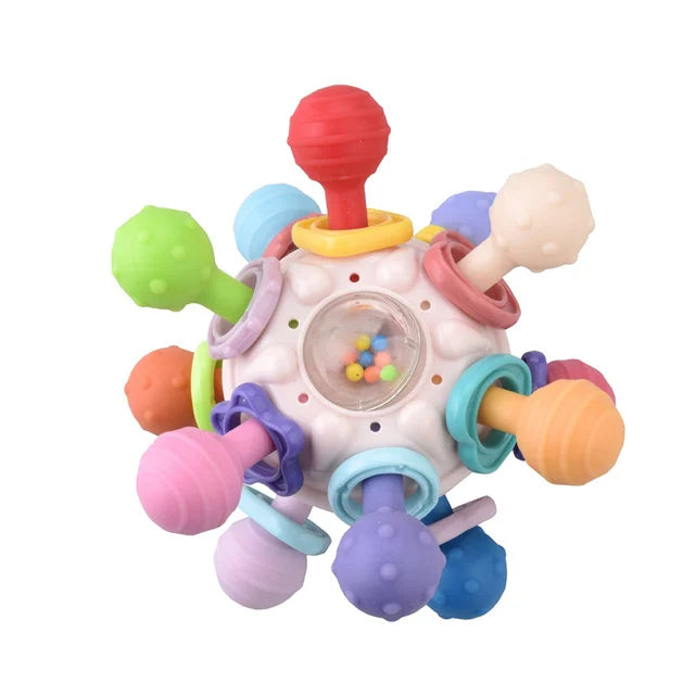 Baby Teething Toy with Rattle Soft Silicone Teether Infant Teething Ring