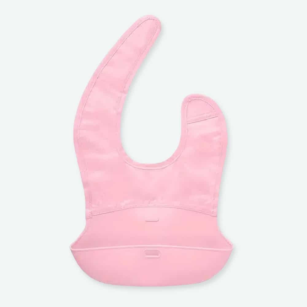 Pink Polyester and Silicone Baby Bib Waterproof Easy Clean Baby Feeding Bibs