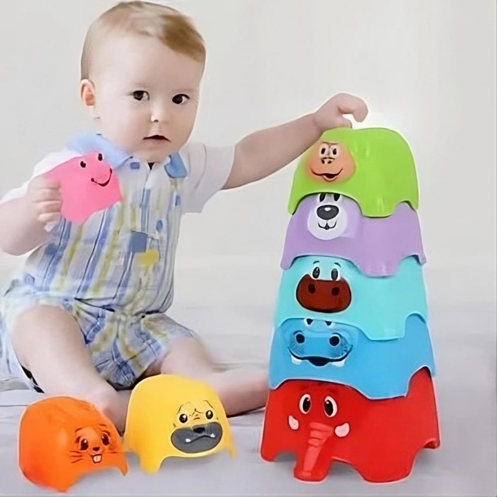 Stackable Animal Shaped Baby Toy Toddler Stacking Blocks Educational Toy for Infants