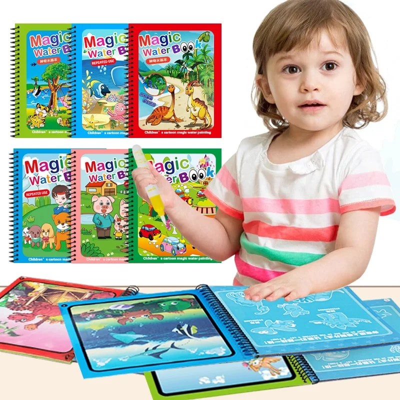 Set of 5 Water Reveal Magic Coloring Books for Kids