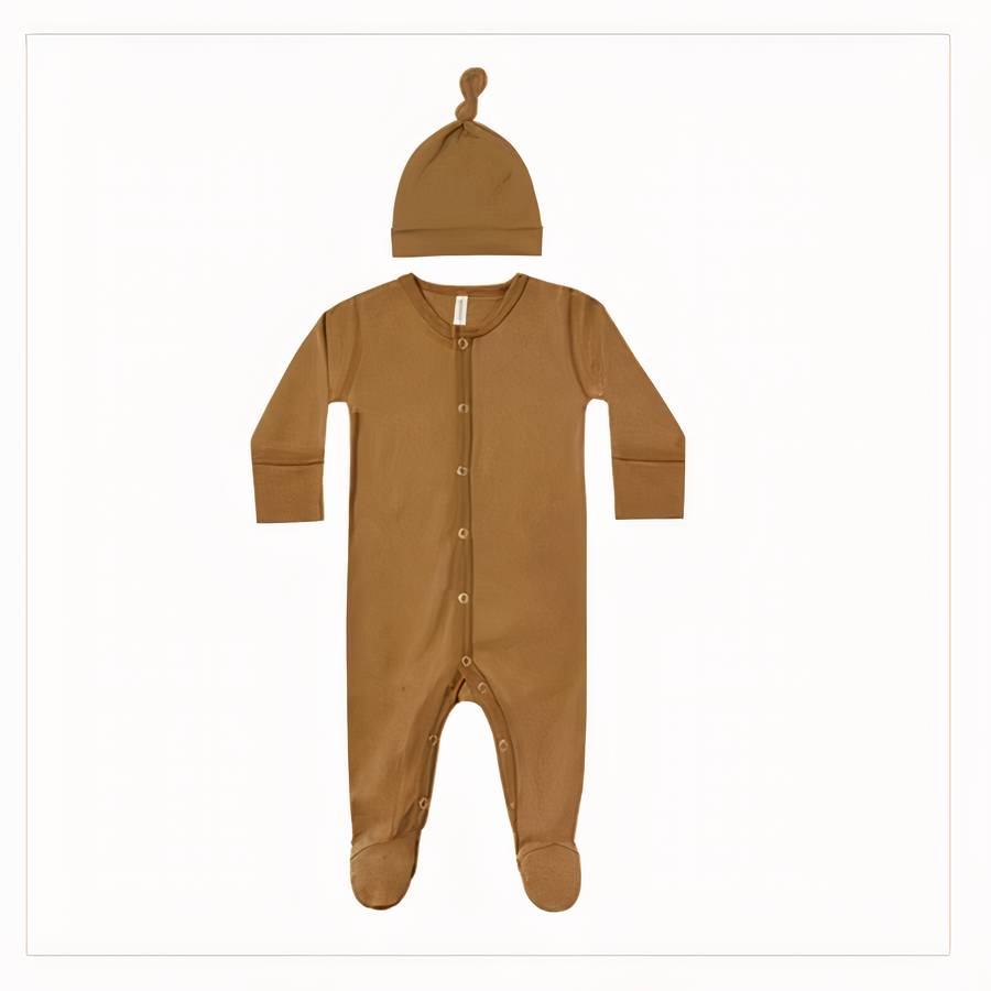 Organic Cotton Newborn Romper with Matching Hat Set