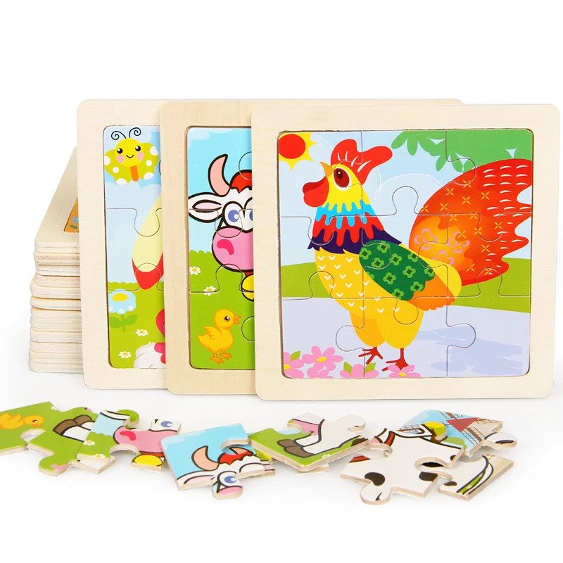 Wooden Puzzles for Kids 10 Pieces Educational Toddler Toys