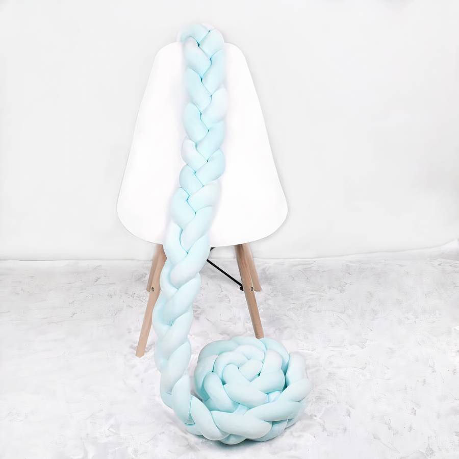 Blue Braided Crib Bumper Baby Nursery Bedding Protector