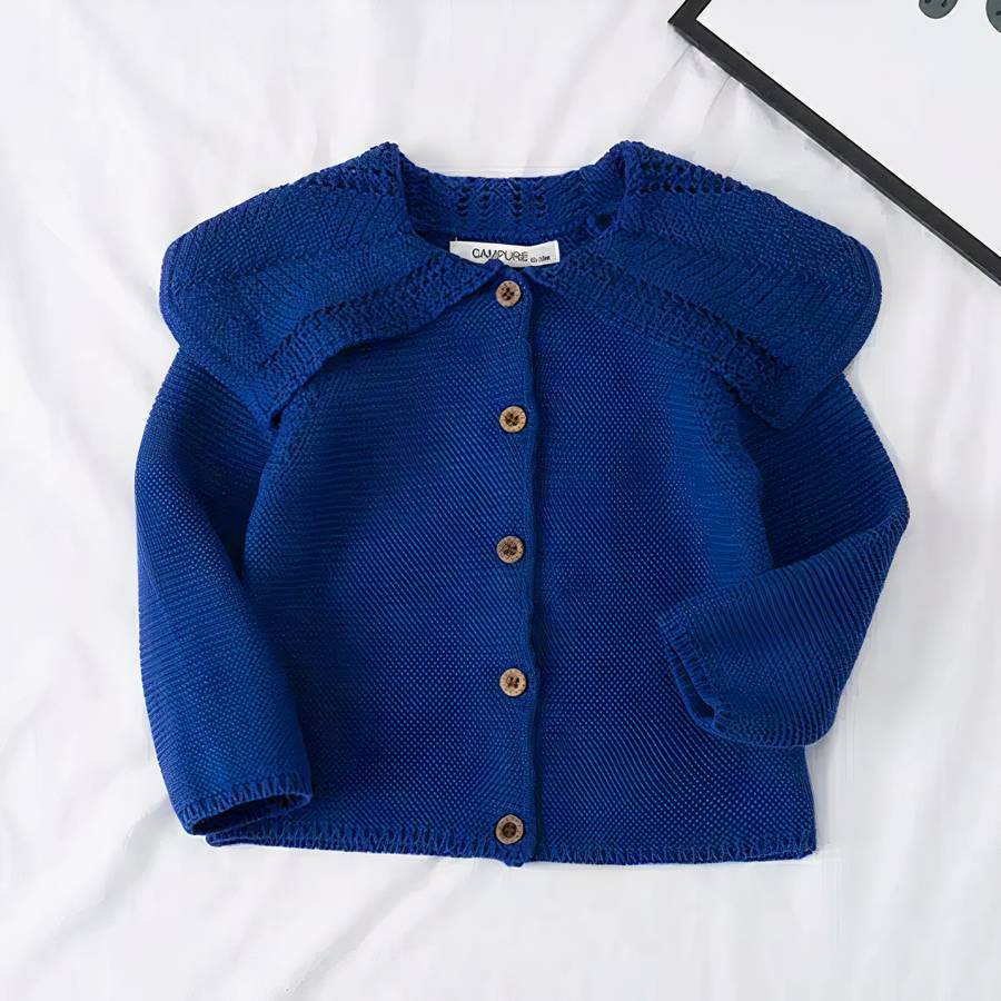 Baby Knit Cardigan with Petal Collar Soft Baby Sweater Toddler Knitwear