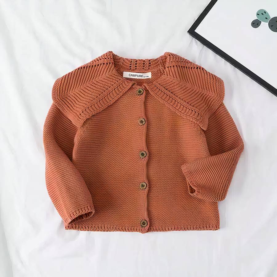 Baby Knit Cardigan with Petal Collar Soft Baby Sweater Toddler Knitwear