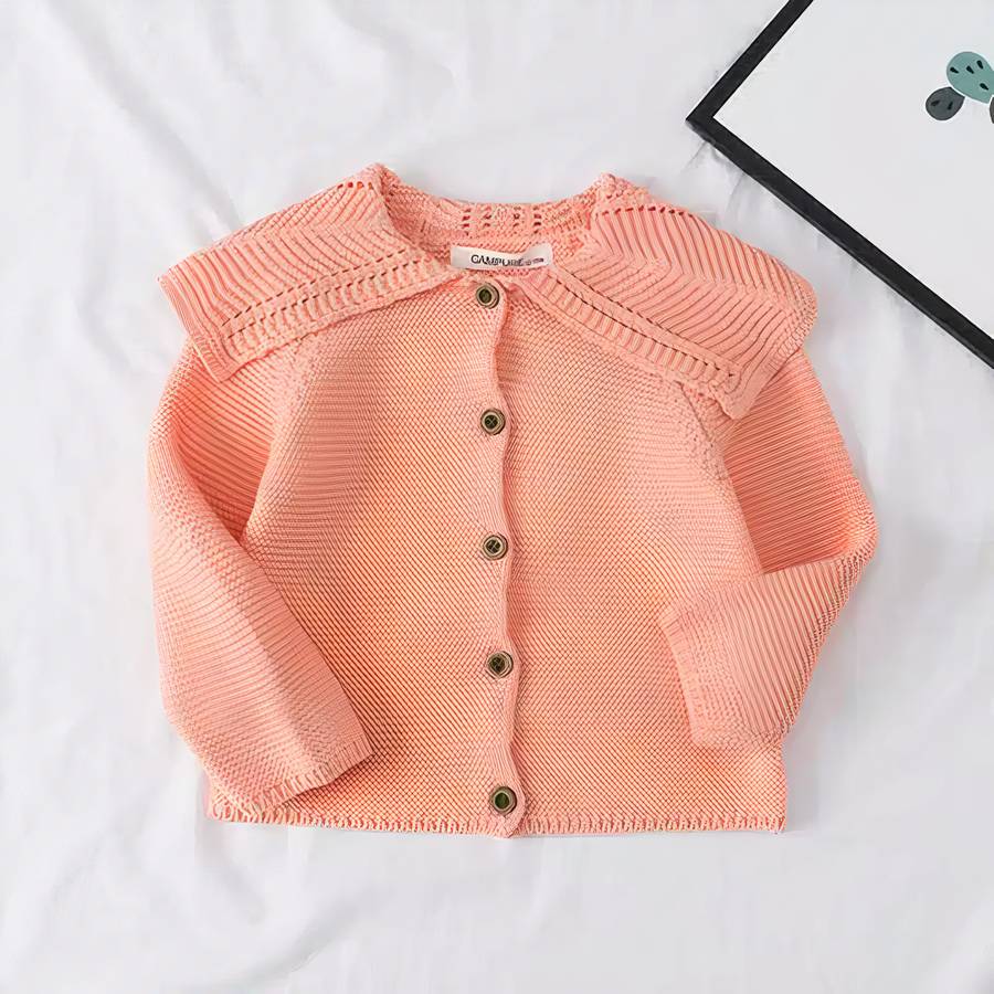 Baby Knit Cardigan with Petal Collar Soft Baby Sweater Toddler Knitwear