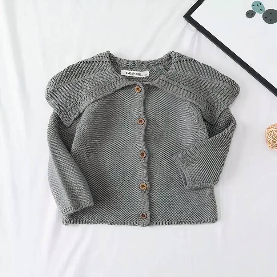 Baby Knit Cardigan with Petal Collar Soft Baby Sweater Toddler Knitwear