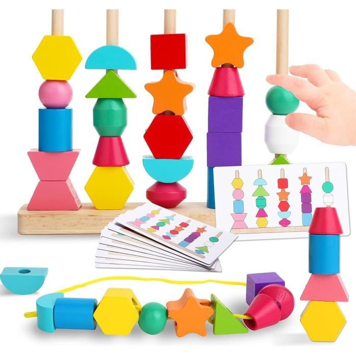 Montessori Bead and Pattern Matching Game Educational Toy for Kids