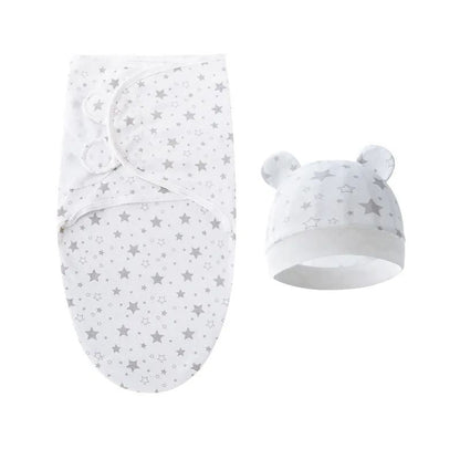 Swaddle Sleeping Bag with Matching Baby Hat for Newborns