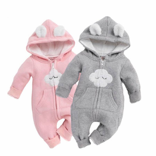 Baby Hooded Onesie Cozy Infant Sleeper with Hooded Coverall