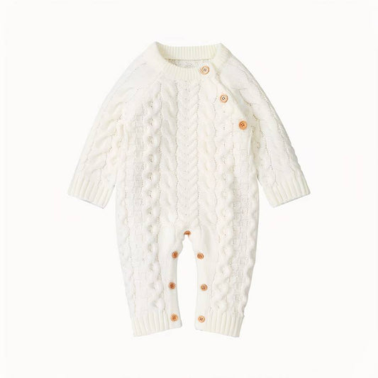 Baby Long Sleeve Knitted Romper Soft Cozy Newborn Infant Bodysuit
