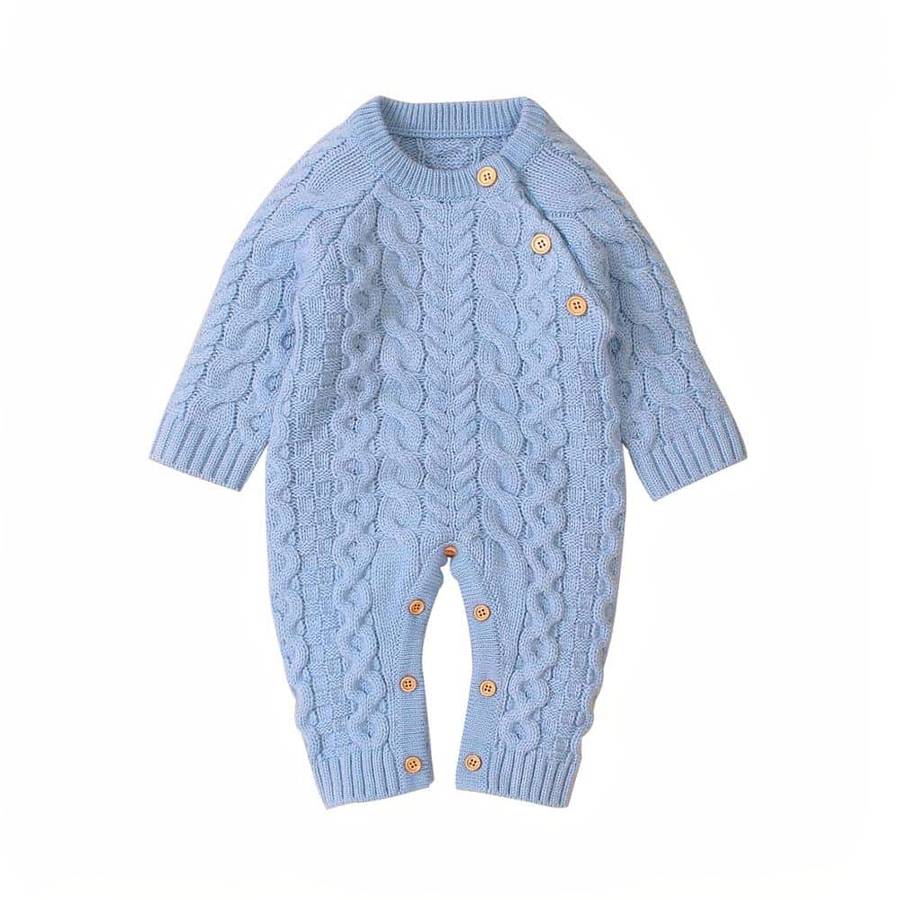 Baby Long Sleeve Knitted Romper Soft Cozy Newborn Infant Bodysuit