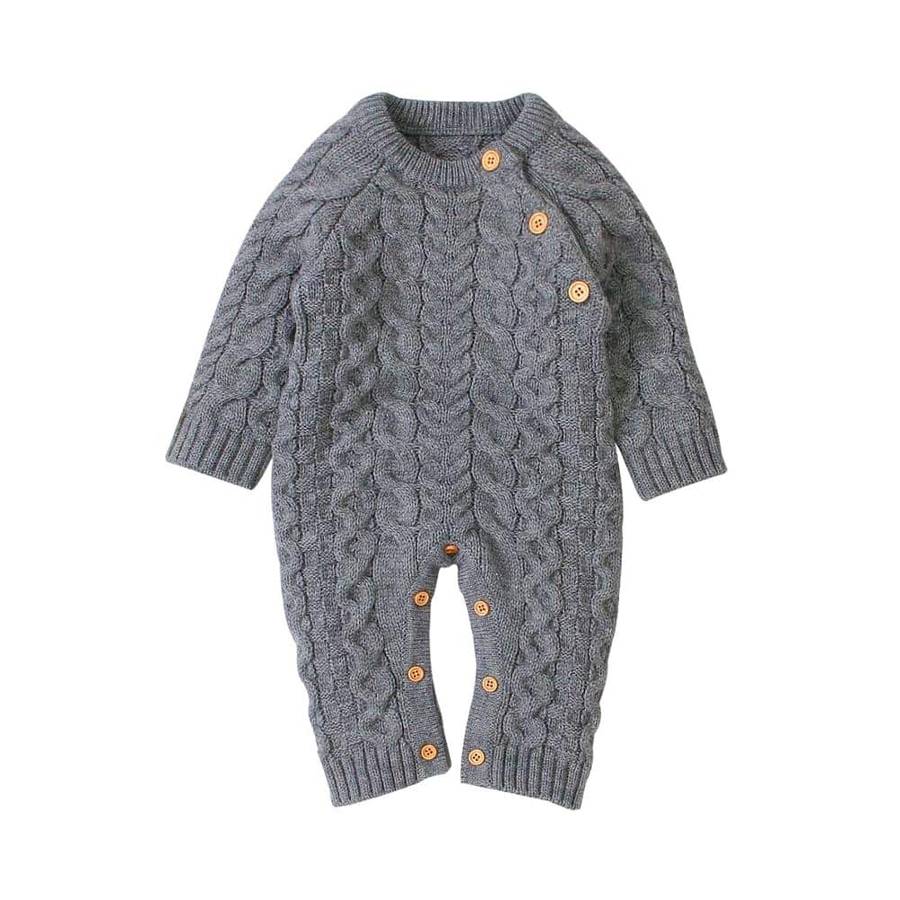 Baby Long Sleeve Knitted Romper Soft Cozy Newborn Infant Bodysuit