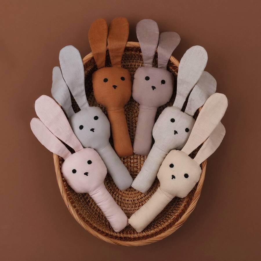 Plush Bunny Rattle Soft Baby Teether Toy for Infants Newborns