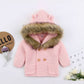 Baby Jacket with Faux Fur Collar Warm Toddler Coat Outerwear