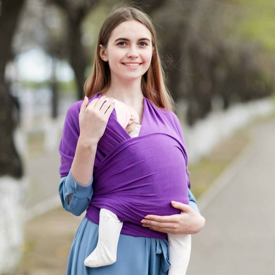 Soft Baby Carrier with Storage Pouch Adjustable Infant Sling Wrap for Newborns and Toddlers
