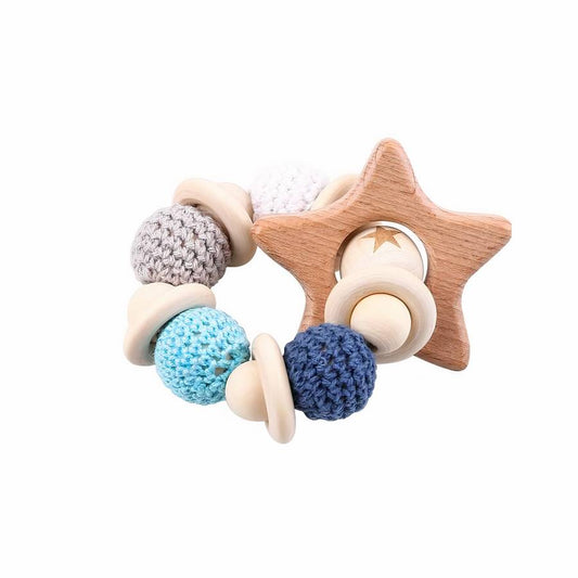 Natural Wooden Baby Rattle Bracelet Eco Friendly Teething Toy for Infants