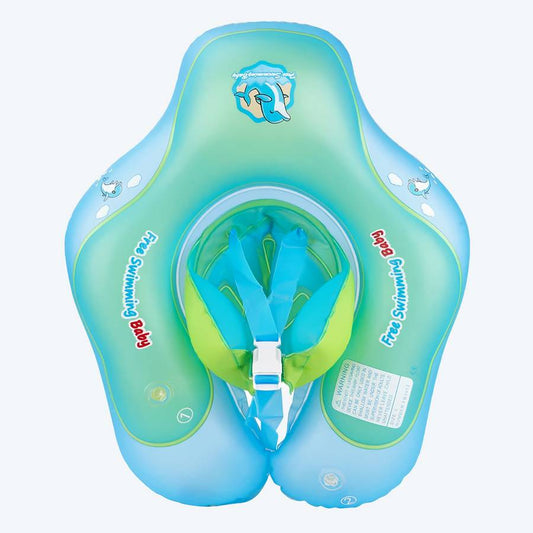 Inflatable Baby Swimming Float Ring with Safety Seat and Sun Canopy