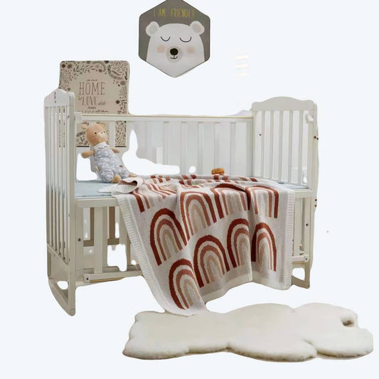 Baby Rainbow Blanket Soft Cozy Infant Bedding Plush Throw for Newborns