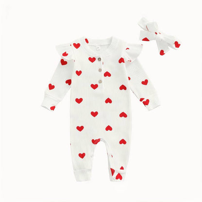 Baby Long Sleeve Heart Print Romper