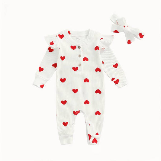 Baby Long Sleeve Heart Print Romper